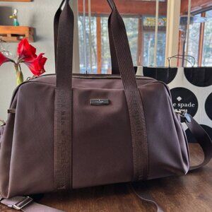 Kate Spade Carter Nylon Large Weekender Duffle Gym Travel Bag - Hot Fudge